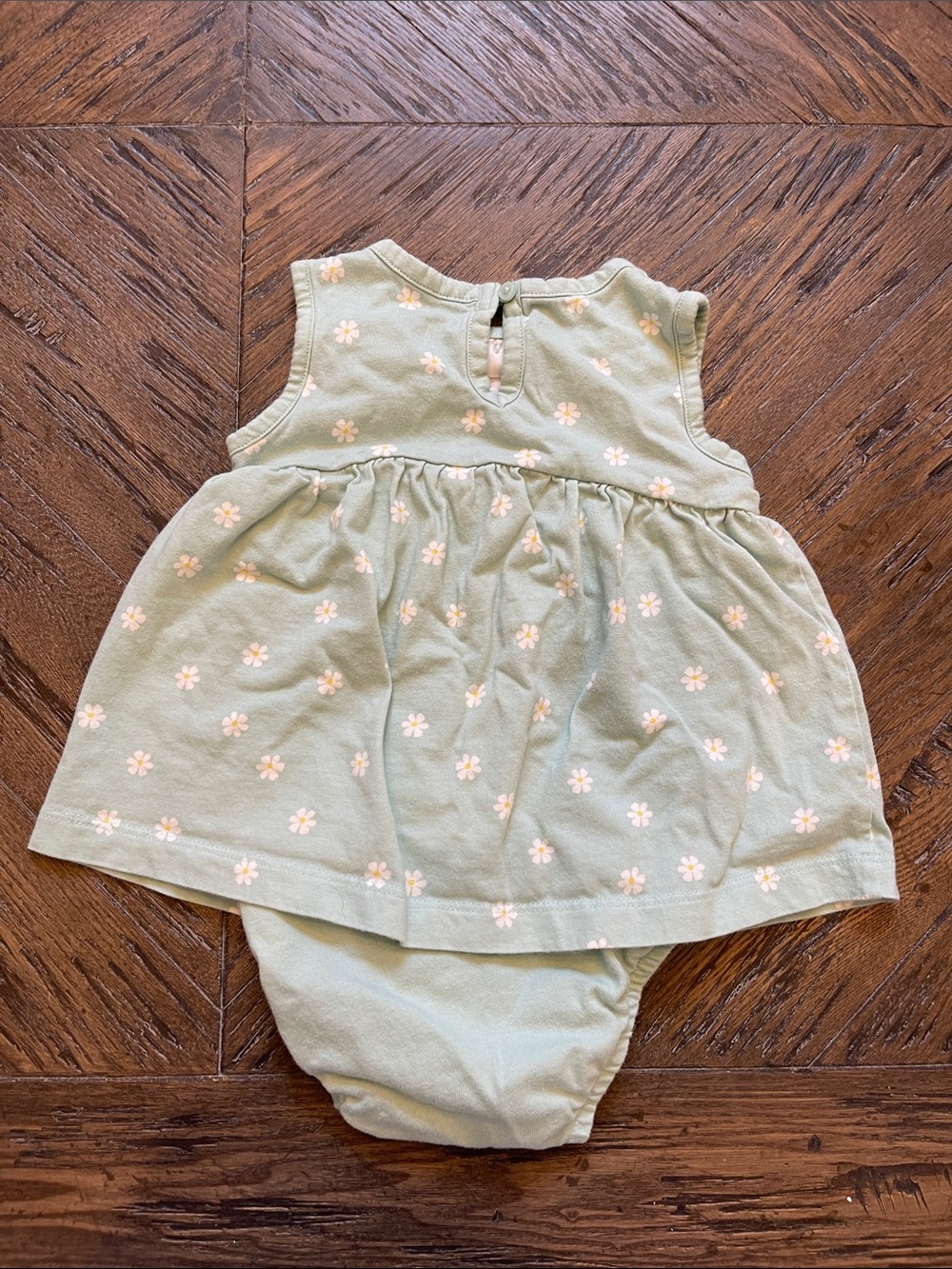 Carter's Sage Green Floral Dress Bodysuit with White Flowers - Picture 4 of 4